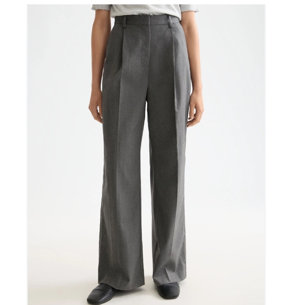 Scotch & Soda Rose High Rise Charcoal Herringbone pleated Wide-Leg Pants